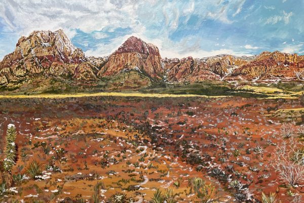 “Red Rock in Winter” by Shanté Lomprey | 24x36” acrylic on canvas