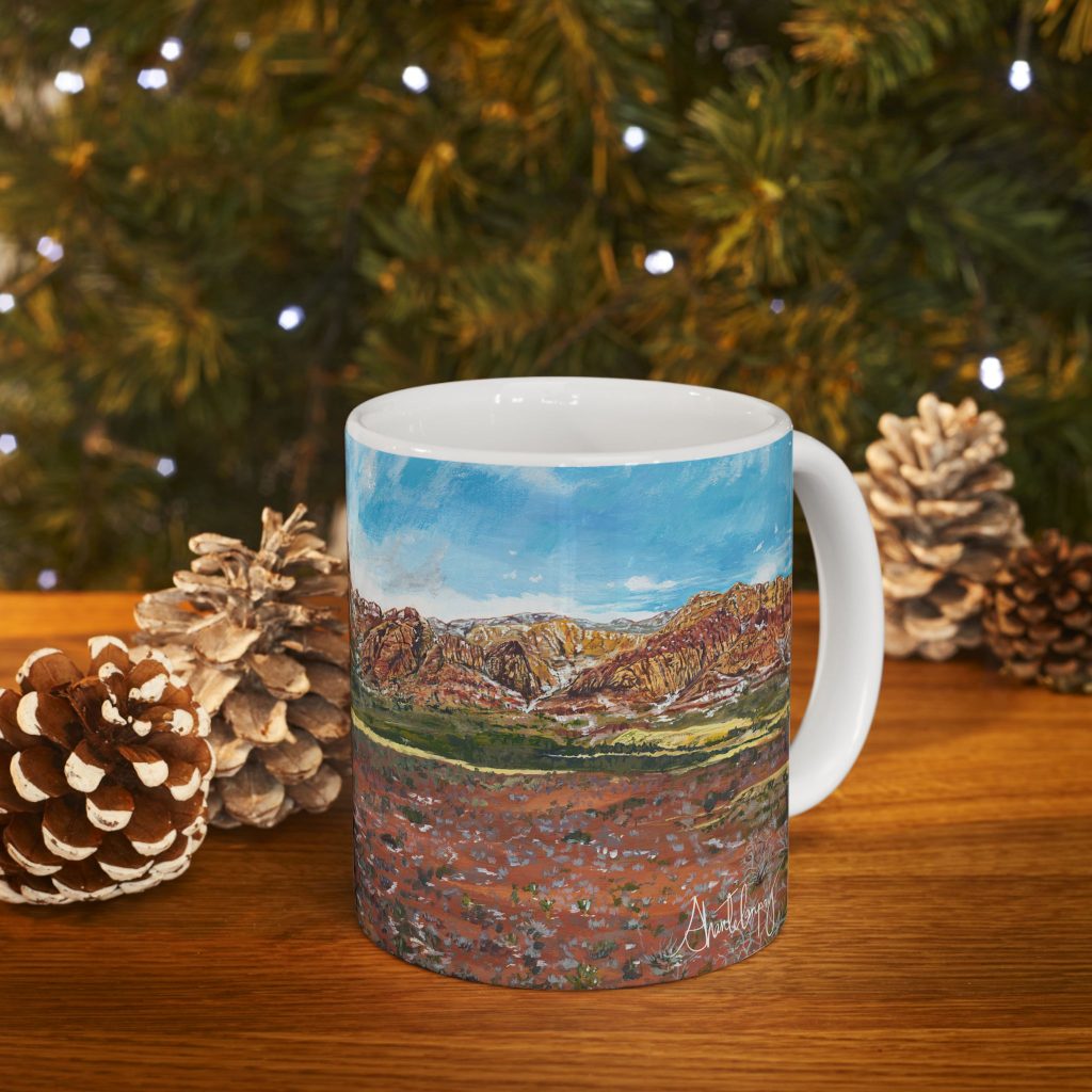 "Red Rock in Winter" ceramic mug