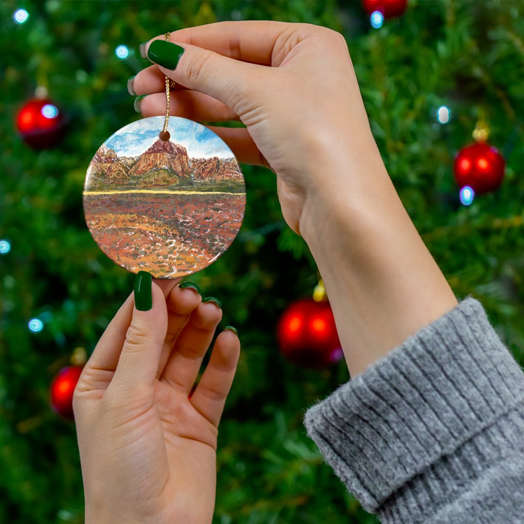 "Red Rock In Winter" tree ornament